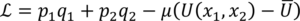 Formula - Dualidad del consumo - Lagrangiano del problema dual